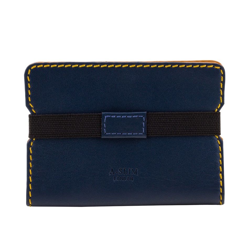 A-SLIM Minimalist Leather Wallet Reza - Blue/Yellow